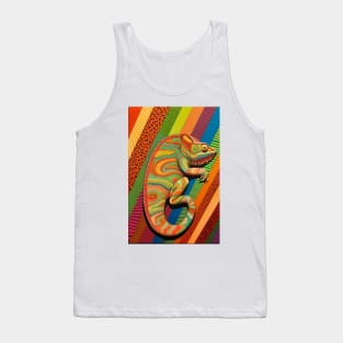 Reptile Lover and Lizard Lover Op Art Chameleon Tank Top